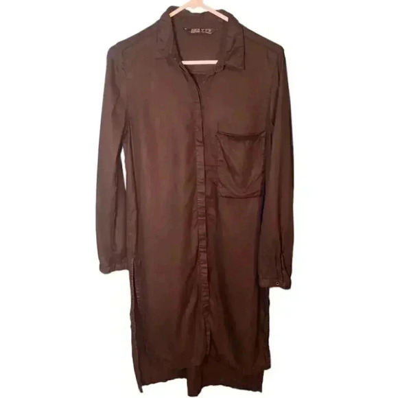 Zara Black Button Down Long Sleeve Collared Shirt Dress - Picture 1 of 6